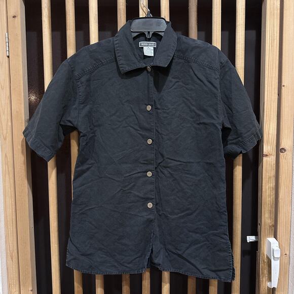 Sigrid Olsen Tops - Sigrid Olsen Shirt Womens Medium Gray Linen Blend Short Sleeve Button Front